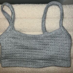 Gray Short cropped top with adjustable straps